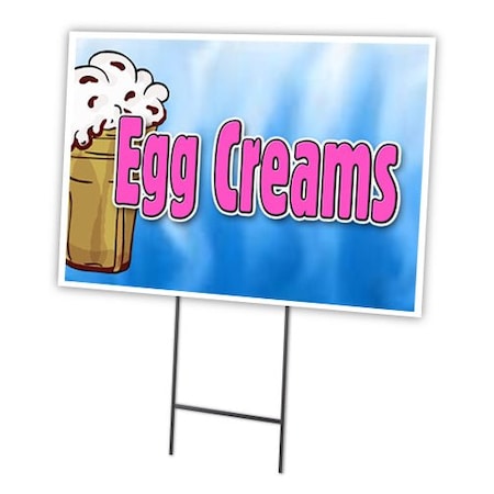 Signmission Egg Creams Yard Sign & Stake outdoor plastic coroplast window, C-1216 Egg Creams C-1216 Egg Creams